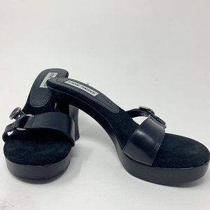 Vintage Steve Madden Locket Leather and Wood Mule